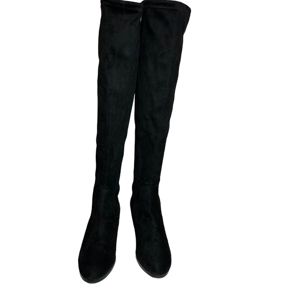 Zara Black Over the Knee Block Heel boots Sz 41 - Picture 2 of 10